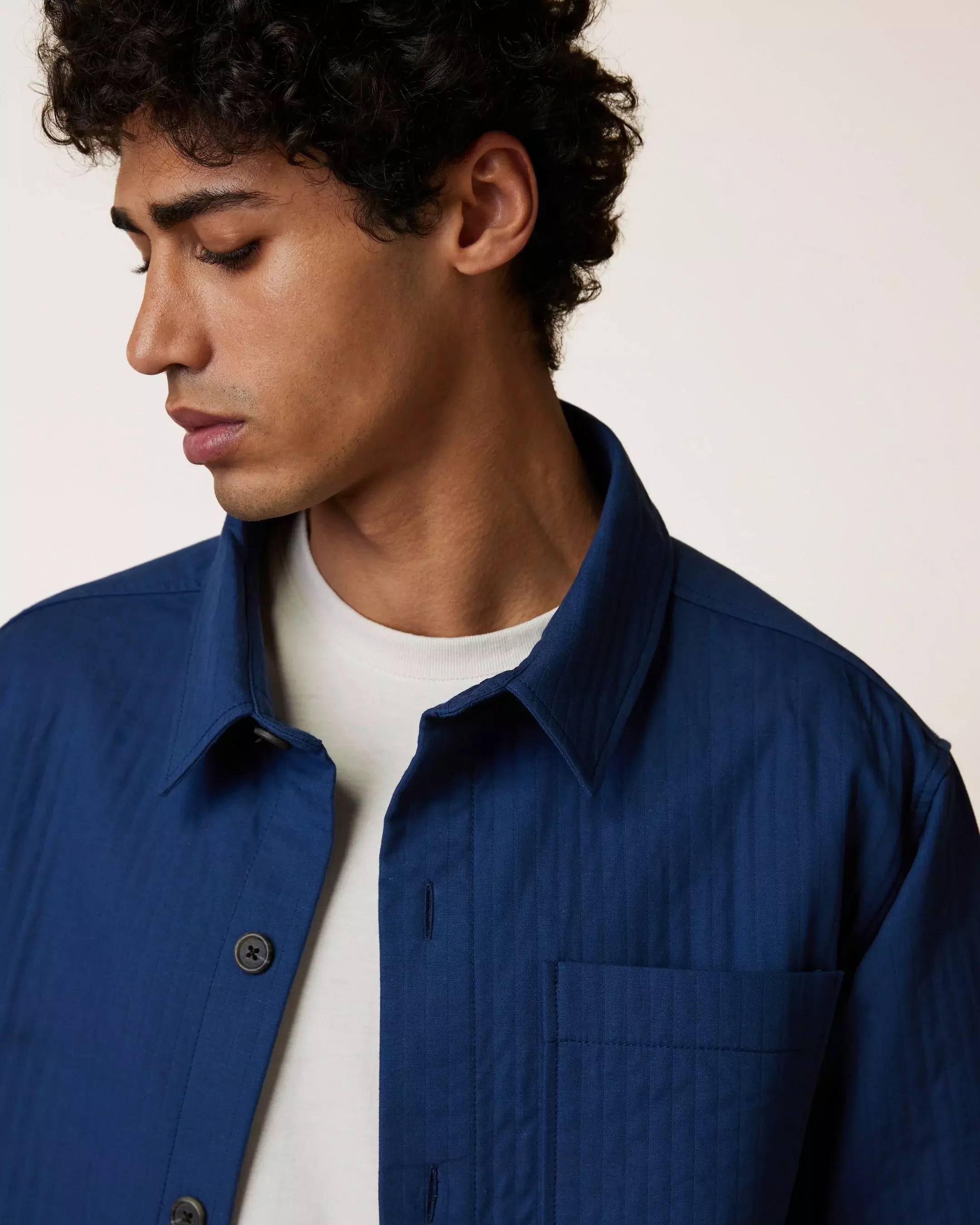 Faguo Gastine Overshirt Bleu Herren Baumwoll-Canvas blau